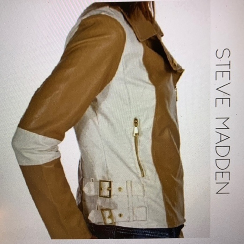 Steve Madden Colorblock Moto Faux Leather Jacket medium
